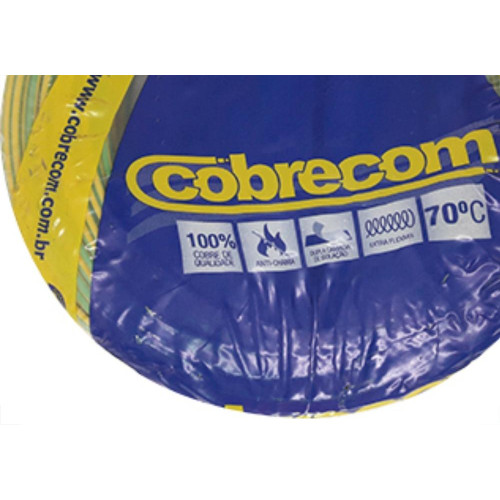 Fio Cabo Auto Cobrecom 100mts 2,5mm Verde/Amarelo