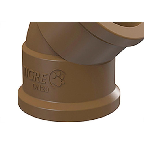 Cotovelo Tigre PVC Liso Liso K 1.1/2 X 45 Marrom
