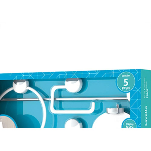 Acessorio P/Banheiro 5Pc Lavello Branco/Cromado Herc