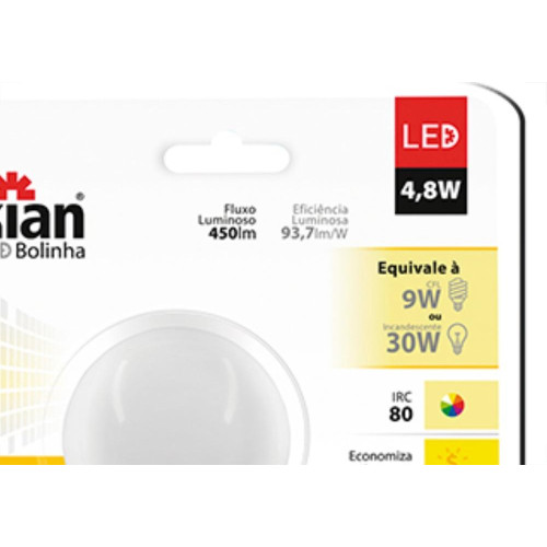 Lampada Led Bolinha 4,8W 3000K Kian