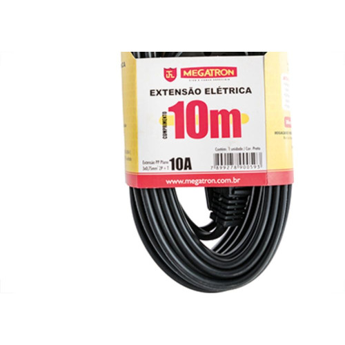 Extensao Megatron Pp 0,75 10Mt 2P+T10A Preto