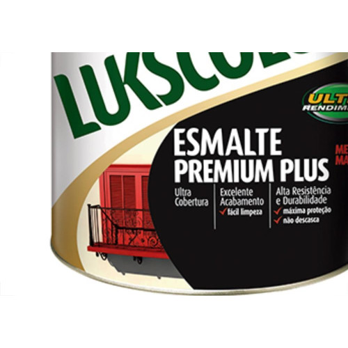 Tinta Esmalte. 1/4 (900ml) Sintetico Prem.Lukscolor Preto Fosco