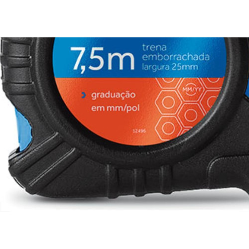 Trena 7,5Mt Emborrachado 25Mm Azul Rayco