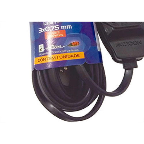 Extensao Naticon Pp 0,75 05Mt 2P+T10A Preto