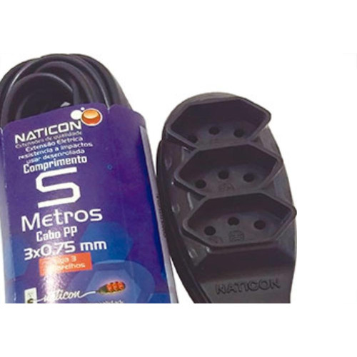 Extensao Naticon Pp 0,75 05Mt 2P+T10A Preto