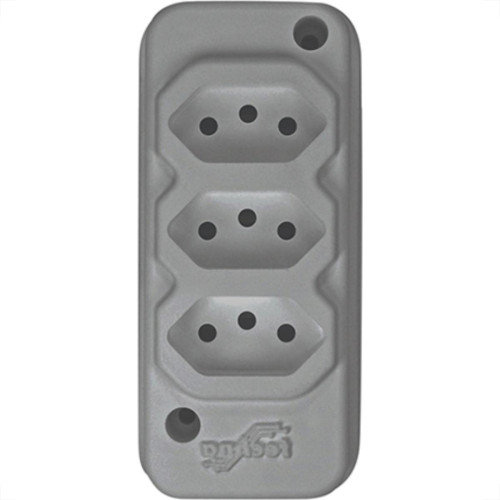 Tomada Barra Techna Tripla 2P+T 10A Cinza