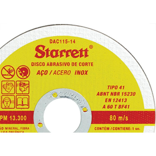 Disco Sped/Inox Starret 7X7/8X1,6 - Kit C/12 Unidades