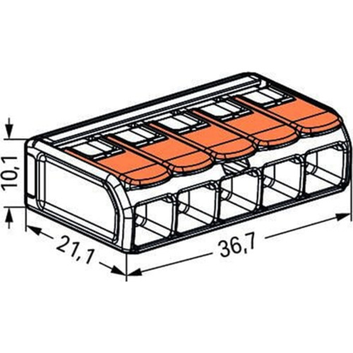 Conector Wago 5P 05 6,0M 41A 221-615 - Kit C/15 Unidades
