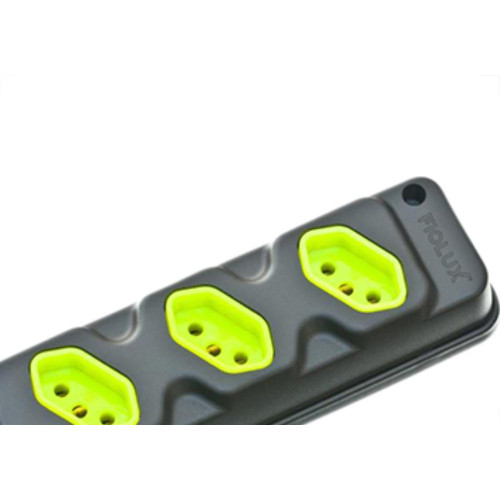 Kit C/3 - Tomada Barra Fiolux Tripla 2P+T20A Preto