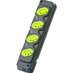 Tomada Barra Fiolux Quadrupla 2Polos+T20A Preto