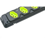 Tomada Barra Fiolux Quadrupla 2Polos+T20A Preto