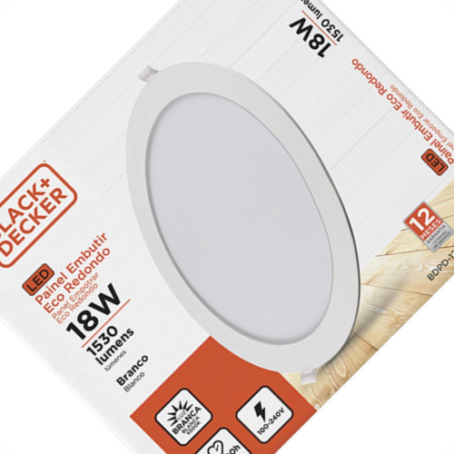 Luminaria Led Embutir Redonda 18W 6500K 22Cm B_D Eco