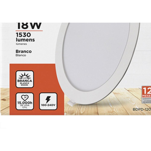 Luminaria Led Embutir Redonda 18W 6500K 22Cm B_D Eco