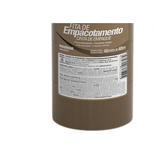 Fita Embal Tekbond 48X40Mm Marrom - Kit C/4 Unidades