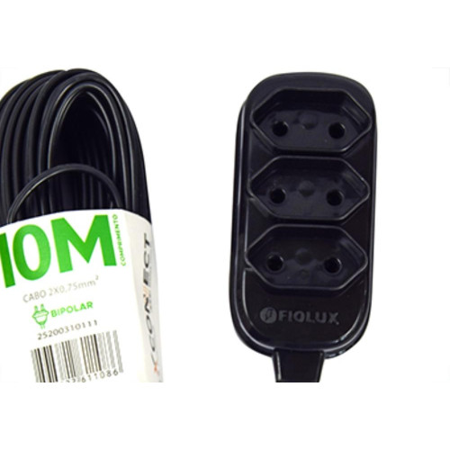Extensao Fiolux Pl Connect 2P+T 10M Preto