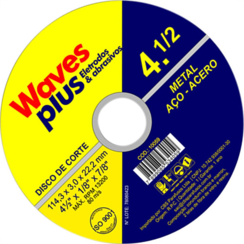 Disco Corte Waves Ferro 4.1/2X7/8 2T