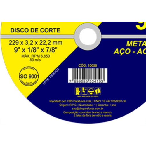 Disco Corte Waves Ferro 9X7/8 2T