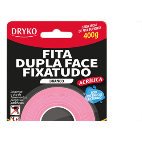 Fita Dupla-Face Dryko F.Tudo Branco 12X2,0M