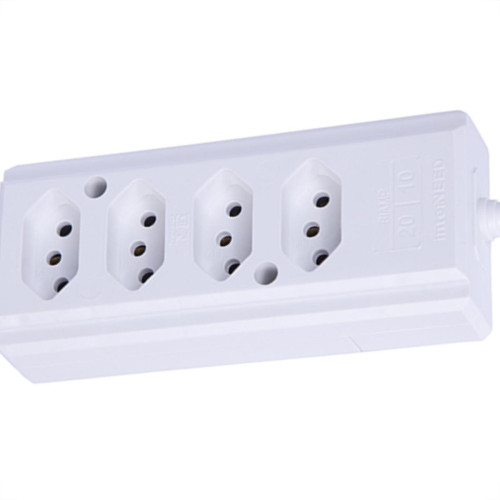 Tomada Barra Intern.Quadrupla 2Polos+T 20A Branco