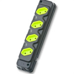 Kit C/5 - Tomada Barra Fiolux Quadrupla 2Polos 20A Preto