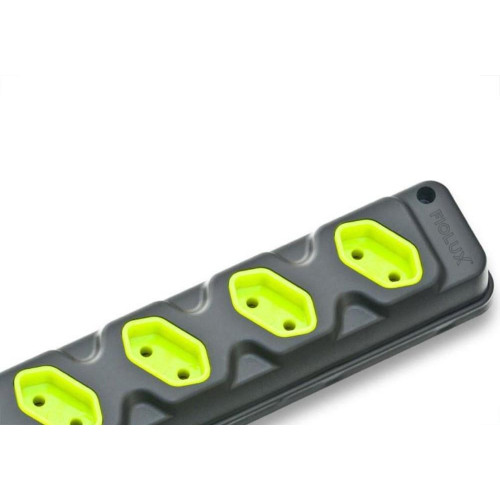 Kit C/5 - Tomada Barra Fiolux Quadrupla 2Polos 20A Preto
