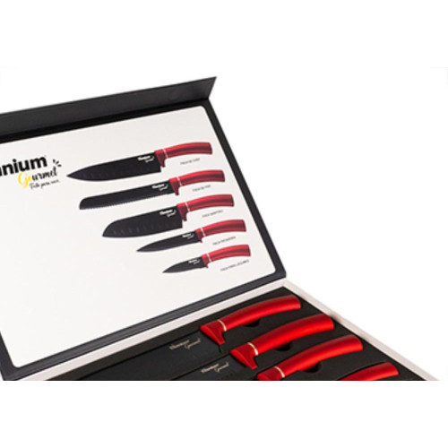 Faca Gourmet Titanium Kit 05Pc Vermelho 6893