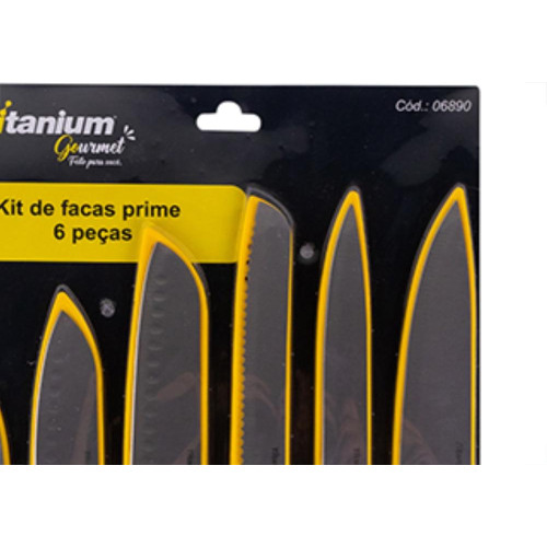 Faca Gourmet Titanium Kit 06Pc Amarelo 6890