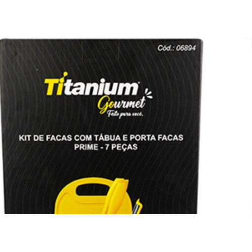 Kit C/Tabua/Porta Faca 7Pc Titanium 6894