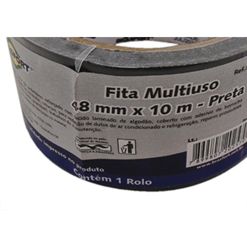Fita Silver Tape Brasfort Preta 48Mmx10M