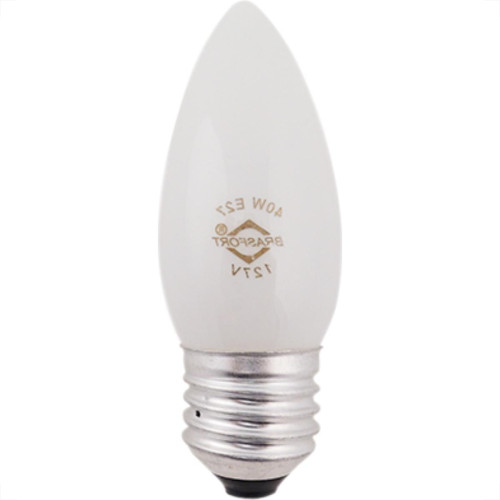 Lampada Vela Lisa Leitosa E27 40X127 Brasfort - Kit C/10 Unidades