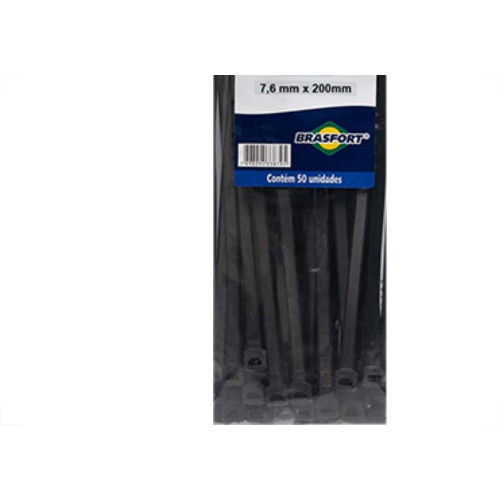 Abracadeira Nylon Brasfort 7,6X200 Preto C/50
