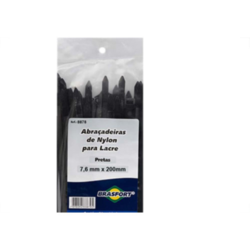 Abracadeira Nylon Brasfort 7,6X200 Preto C/50