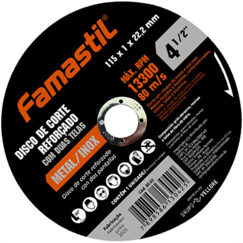 Disco Sped/Inox Famastil 4.1/2X7/8X1,0 - Kit C/10 Unidades