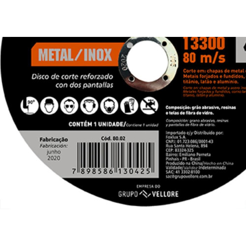Disco Sped/Inox Famastil 4.1/2X7/8X1,0 - Kit C/10 Unidades