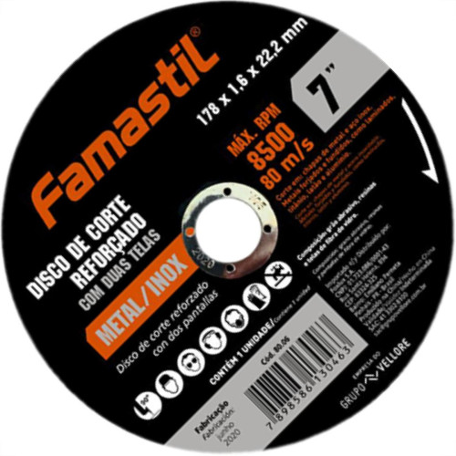 Disco Sped/Inox Famastil 7X7/8X1,6 - Kit C/10 Unidades
