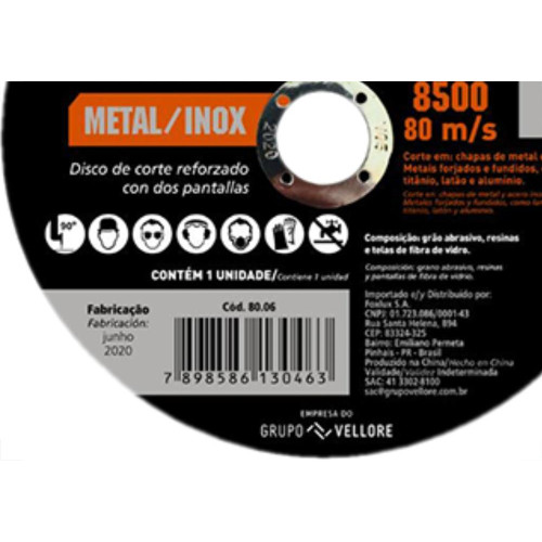 Disco Sped/Inox Famastil 7X7/8X1,6 - Kit C/10 Unidades