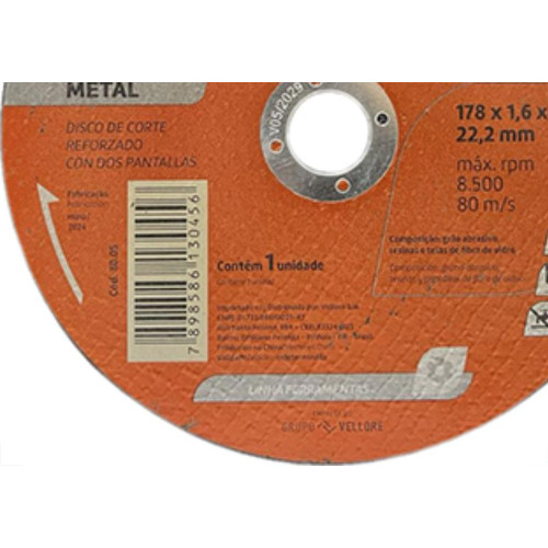 Disco Corte Famastil Ferro 7X7/8X1.6 2T - Kit C/10 Unidades