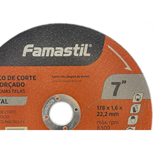 Disco Corte Famastil Ferro 7X7/8X1.6 2T - Kit C/10 Unidades