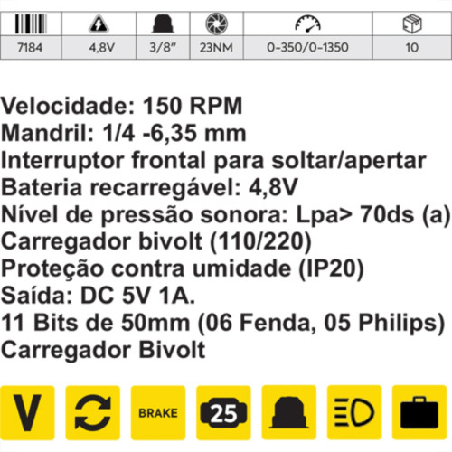 Parafusadeira Titanium 4.8V Bivolt C/11Bits