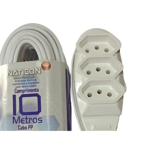 Extensao Naticon Pp 0,75 10Mt 2P+T10A Branco Extensao Naticon Pp 0,75 10Mt 2P+T10A Branco