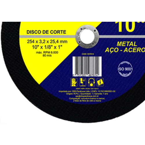 Disco Corte Waves Ferro 10X1 2T Disco Corte Waves Ferro 10X1 2T