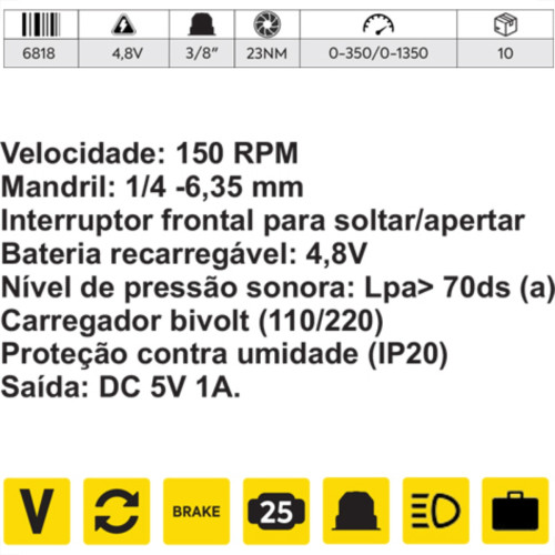 Parafusadeira Titanium 4.8V Bivolt C/Bits