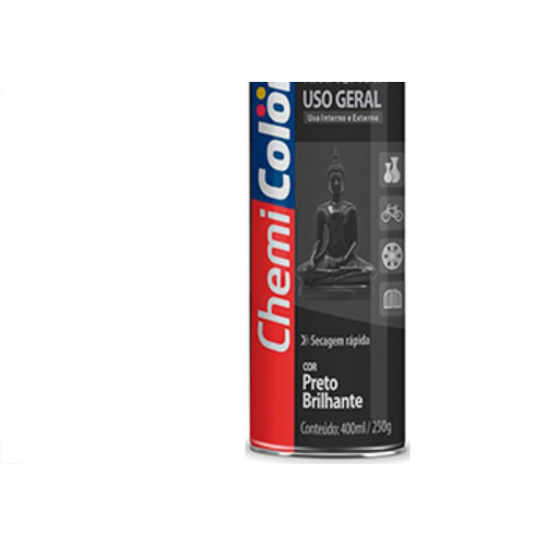 Spray Chemicolor Geral Preto Brilh.400Ml - Kit C/6 LT