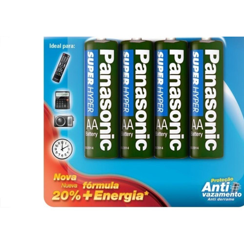 Pilha Panasonic Pequena Aa Cartela 4 Pecas Um-3Shs