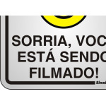 Placa Sinalizacao Aluminio 15X15 ''Sorria,Voce Esta Sendo Filmado'' 120Aq