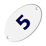 Numero Oval Chapa Esmaltado Caiado 5  - Kit C/10 