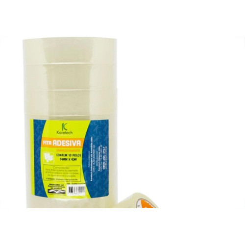 Fita Adesiva Transparente Koretech 24X45 Rf.12.10.4.0087 - Kit C/10 