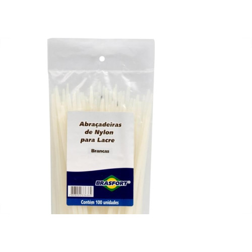 Abracadeira Nylon Brasfort Branca 2,5X 60 100 Pecas 8623