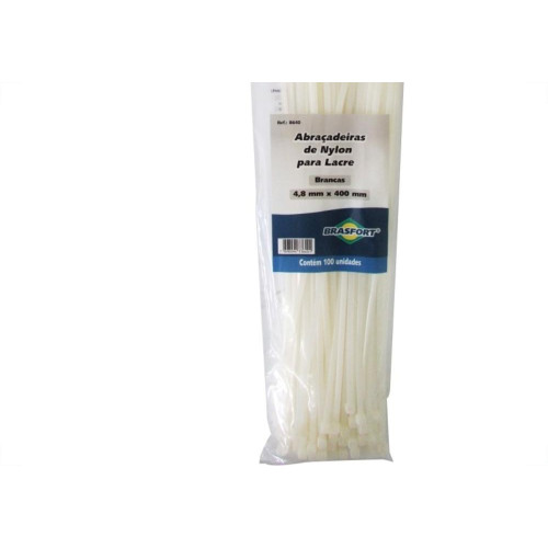 Abracadeira Nylon Brasfort Branca 4,8X400 100 Pecas 8640
