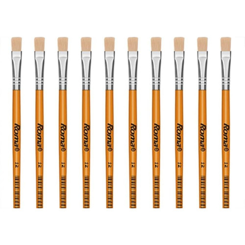 Pincel Para Artesanato Roma Ponta Chata 12 615 12 - Kit C/12 